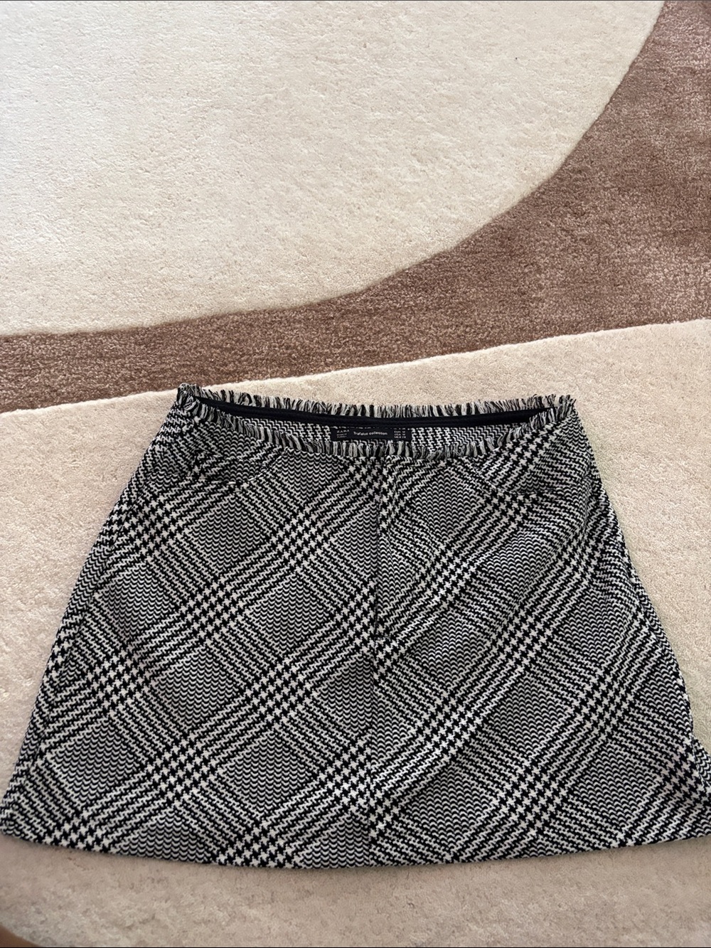 Zara Black & White Plaid A-Line Skirt Trafaluc Collection Medium